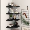 Floating Corner Shelves 4 pcs Black 13.8"x13.8"x1.5" MDF