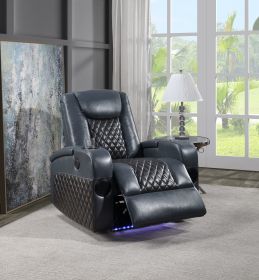 Blue and Black Power Recliner with Bluetooth