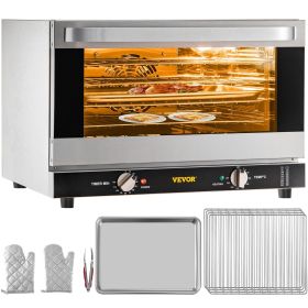 VEVOR Commercial Convection Oven, 47L/43Qt, Half-Size Conventional Oven Countertop, 1600W 4-Tier Toaster w/ Front Glass Door, Electric Baking Oven w/