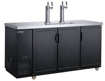 Dukers Back Bar Triple Solid Door Kegerator Beverage Refrigerator