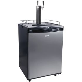 VEVOR Beer Kegerator, Dual Tap Draft Beer Dispenser, Full Size Keg Refrigerator With Shelves, CO2 Cylinder, Drip Tray & Rail, 32Â°F- 75.2Â°F Temperatu