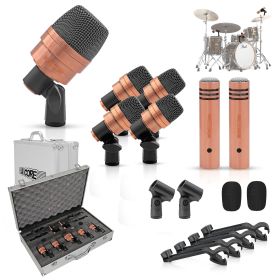 5 CORE Professional Drum Mic Kit 7 Piece Tom Snare Kick set XLR Wired Dynamic Microphone Set for Studio and On Stage Live Use - DM 7XP COPPEREX