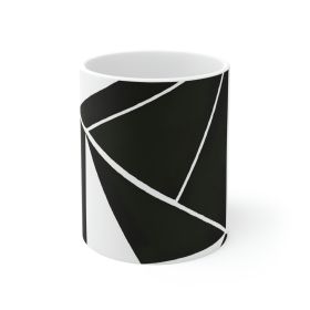 Decorative Ceramic Coffee Mug 15oz, Black And White Geometric Pattern