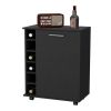 Garret Black 6-Bottle Rack Bar Cart
