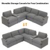 104'' Power Recliner Corner Sofa Home Theater Reclining Sofa Sectional Couches with Storage Box, Cup Holders