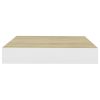 Floating Wall Shelf Oak and White 9.1"x9.3"x1.5" MDF