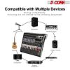5 Core Audio Mixer 8 Channel DJ Sound Board w Bluetooth USB PC Recording Professional PA Analog Mixing Console For Karaoke Singing Music Podcast Conso