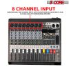 5 Core Audio Mixer 8 Channel DJ Sound Board w Bluetooth USB PC Recording Professional PA Analog Mixing Console For Karaoke Singing Music Podcast Conso