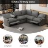 104'' Power Recliner Corner Sofa Home Theater Reclining Sofa Sectional Couches with Storage Box, Cup Holders