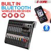 5 Core Audio Mixer 8 Channel DJ Sound Board w Bluetooth USB PC Recording Professional PA Analog Mixing Console For Karaoke Singing Music Podcast Conso