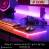 5 CORE Large RGB Gaming Mouse Pad Non-Slip Rubber Base, Waterproof 11.8 x 9.8 Inch LED Desk Mouse Mat Glowing 12 Modes Durable Stitched Edges