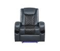 Blue and Black Power Recliner with Bluetooth