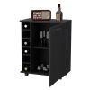 Garret Black 6-Bottle Rack Bar Cart