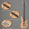 Glarry GIB Electric 5 String Bass Guitar Full Size Bag Strap Pick Connector Wrench Tool Burlywood