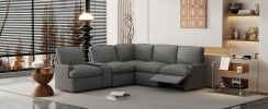 104'' Power Recliner Corner Sofa Home Theater Reclining Sofa Sectional Couches with Storage Box, Cup Holders