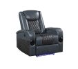 Blue and Black Power Recliner with Bluetooth