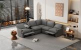 104'' Power Recliner Corner Sofa Home Theater Reclining Sofa Sectional Couches with Storage Box, Cup Holders