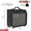 5 Core Guitar Amp 20W Amplifier For Electric Bass Acoustic Practice Amp Small Portable Mini Amplificador Para Bajo with Built in Effects - GA 20 BLK