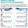 5 Core Ethernet Cable 3 ft Long Cat 6 Computer Internet Patch Cord High Speed WiFi RJ45 for Gaming Indoor Outdoor Use - ET 3FT BLU