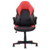 Adjustable Ergonomic Gaming Chair, Faux Leather Upholstered Office Chair w/ 360-degree Swivel and Tilt Control, Black/red