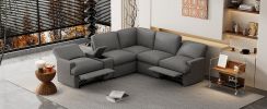 104'' Power Recliner Corner Sofa Home Theater Reclining Sofa Sectional Couches with Storage Box, Cup Holders