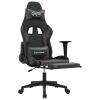 Massage Gaming Chair with Footrest Black&Gray Faux Leather