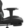 Massage Gaming Chair with Footrest Black&Gray Faux Leather