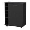 Garret Black 6-Bottle Rack Bar Cart