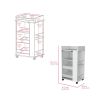 Bar Cart with Two-Side Shelves Beaver, Glass Door and Upper Surface, White Finish