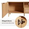 Rattan TV Stand for TVs up to 85'', Modern Farmhouse Media Console, Entertainment Center with Solid Wood Legs, TV Cabinet for Living Room,Home Theatre