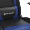 Massage Gaming Chair with Footrest Black&Blue Faux Leather