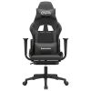 Massage Gaming Chair with Footrest Black&Gray Faux Leather