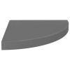 Floating Corner Shelves 4 pcs High Gloss Gray 13.8"x13.8"x1.5" MDF