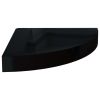 Floating Corner Shelf High Gloss Black 9.8"x9.8"x1.5" MDF