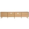 Rattan TV Stand for TVs up to 85'', Modern Farmhouse Media Console, Entertainment Center with Solid Wood Legs, TV Cabinet for Living Room,Home Theatre