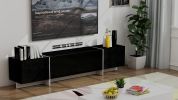 TV Console with Storage Cabinets, Remote Control, APP Control LED TV Stand, Full RGB Color Selection