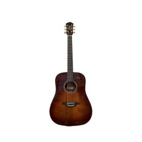 6-string beginner Solid Spruce round corner retro colored acoustic guitar, rosewood fingerboard, colored finish, right (Color: as picture)