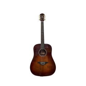 6-string beginner Solid Spruce round corner retro colored acoustic guitar, rosewood fingerboard, colored finish, right (Color: as Pic)