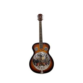 Beginner metal resonator guitar, full-size circular neck traditional resonator, built-in preamplifier (Color: as picture)