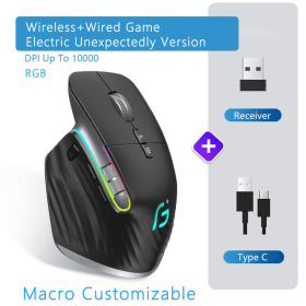 VT Bluetooth+2.4G Wireless Mouse Rechargeable Silent Ergonomic Computer DPI Up 4000 For Tablet Macbook Laptop Gaming Office (Color: 2.4G Mode 10000DPI, Ships From: China)