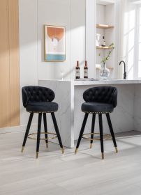COOLMORE Counter Height Bar Stools Set of 2 for Kitchen Counter Solid Wood Legs with a fixed height of 360 degrees (Color: as Pic)